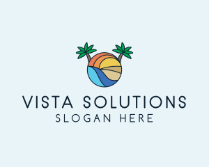 Palm Tree Summer Resort  logo design