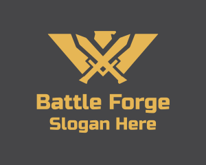 Fight - Golden Eagle Warrior Crest logo design