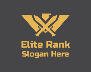 Rank - Golden Eagle Warrior Crest logo design
