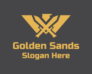 Golden Eagle Warrior Crest logo design