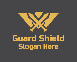 Defend - Golden Eagle Warrior Crest logo design