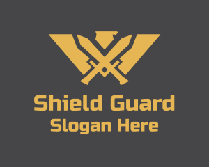 Defend - Golden Eagle Warrior Crest logo design