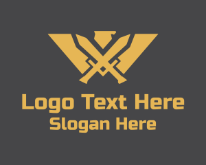 Protect - Golden Eagle Warrior Crest logo design