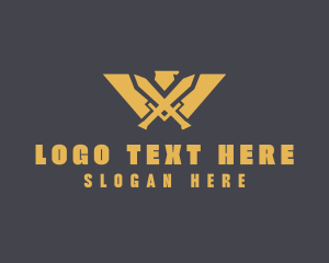 Gamer - Golden Eagle Warrior Crest logo design