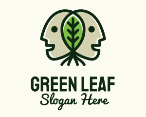 Twin Head Leaf  logo design