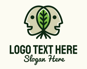 Vegan - Twin Head Leaf logo design