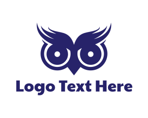 Blue Bird - Blue Owl Head logo design