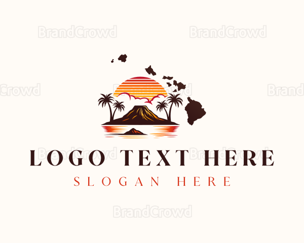 Volcano Island Sunset Logo