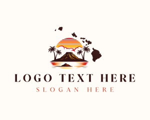 Map - Volcano Island Sunset logo design