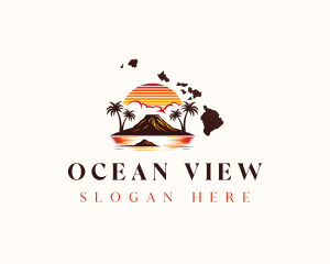 Volcano Island Sunset logo design