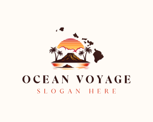 Volcano Island Sunset logo design