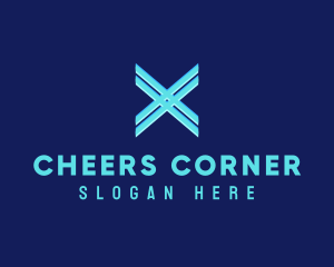 Booze - Neon Blue Letter X logo design