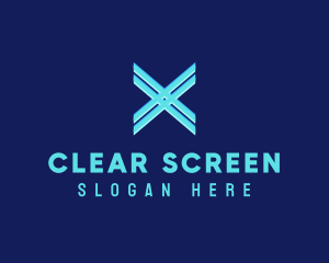 Screen - Neon Blue Letter X logo design