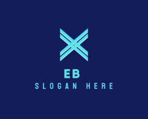 Neon Blue Letter X logo design