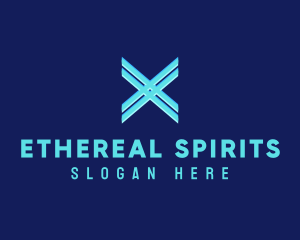 Spirits - Neon Blue Letter X logo design