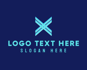 Disco - Neon Blue Letter X logo design