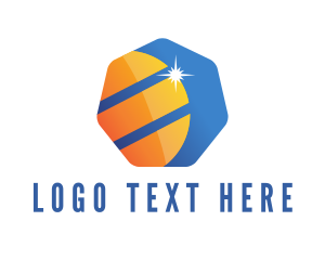 Stripes - Striped Digital Heptagon logo design