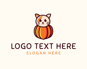 Cat Cafe - Pumpkin Cat Pet logo design