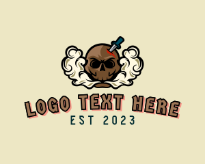 Mascot - Skull Knife Smoke logo design