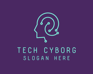 Cyborg - Circuit Cyborg Head logo design