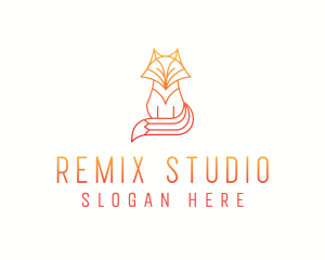 Minimalist Fox Outline logo design