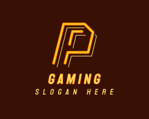 Neon Retro Gaming Letter P Logo