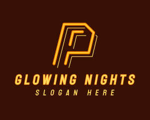 Neon Lights - Neon Retro Gaming Letter P logo design