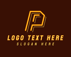 Neon Retro Gaming Letter P Logo