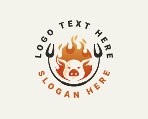 Pig - Hot Grill Pork logo design