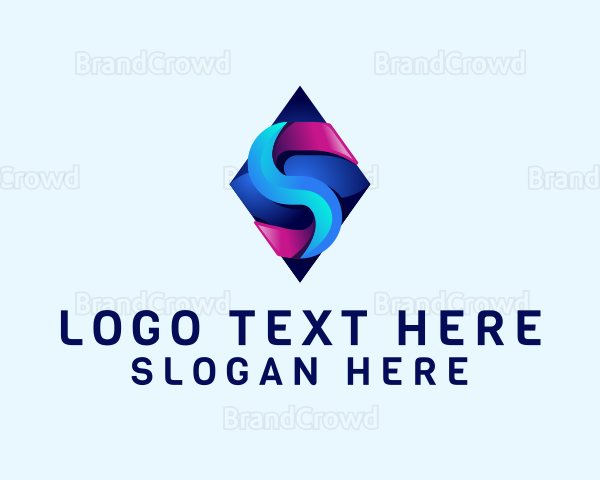 3D Gradient Tech Letter S Logo