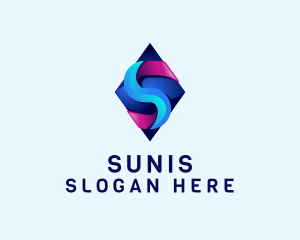 3D Gradient Tech Letter S logo design