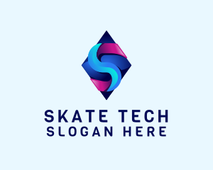 3D Gradient Tech Letter S logo design