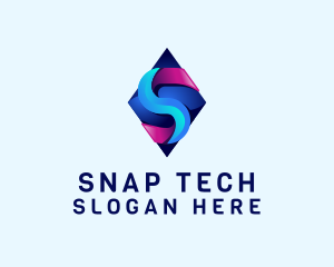 3D Gradient Tech Letter S logo design