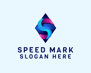 3D Gradient Tech Letter S logo design