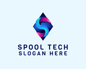 3D Gradient Tech Letter S logo design