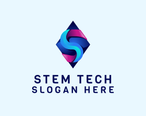 3D Gradient Tech Letter S logo design