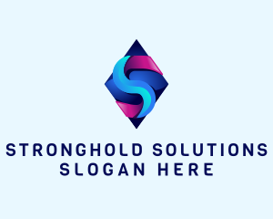 3D Gradient Tech Letter S logo design