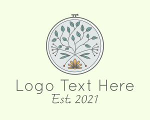 Needleworker - Leaf Flower Embroidery logo design