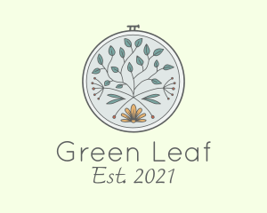 Leaf Flower Embroidery logo design