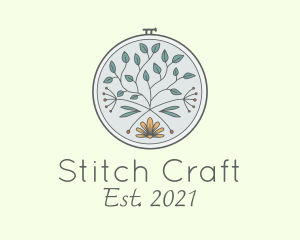 Embroidery - Leaf Flower Embroidery logo design