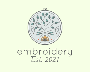 Leaf Flower Embroidery logo design