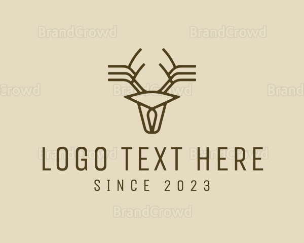 Minimalist Stag Deer Antlers Logo