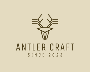 Minimalist Stag Deer Antlers logo design