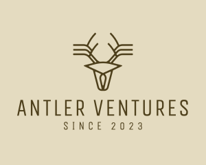 Minimalist Stag Deer Antlers logo design