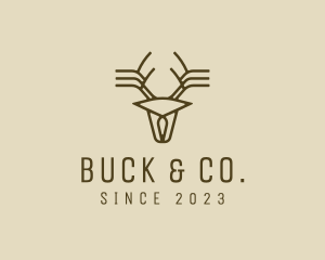 Buck - Minimalist Stag Deer Antlers logo design