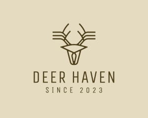 Deer - Minimalist Stag Deer Antlers logo design