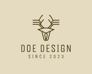Minimalist Stag Deer Antlers logo design