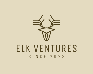 Elk - Minimalist Stag Deer Antlers logo design