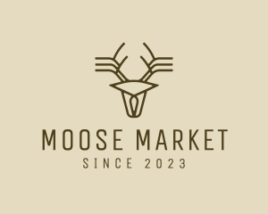 Minimalist Stag Deer Antlers logo design