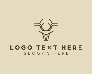 Minimalist Stag Deer Antlers logo design